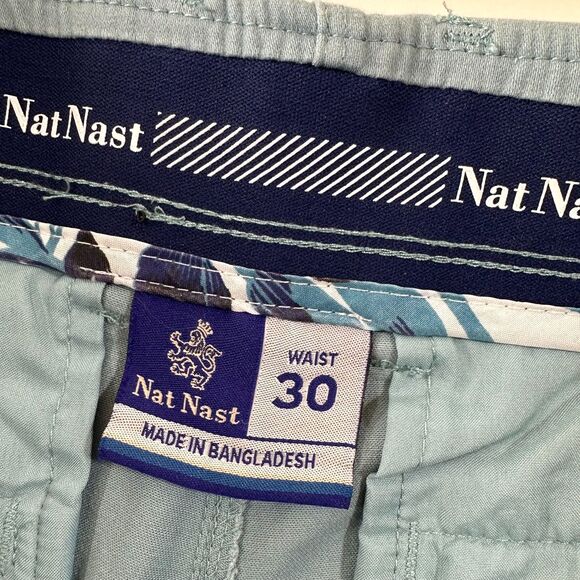 Nat Nast Shorts Men's 30 Chino Slate Green Regular Fit Flat Front Medium Wash - Picture 6 of 7